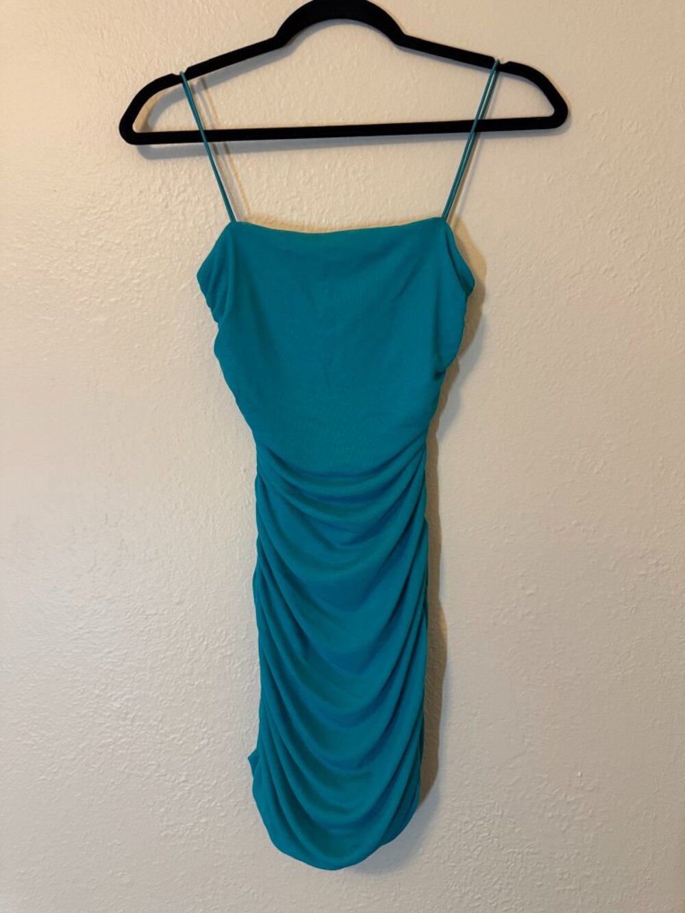 Princess Polly Turquoise Mini Bodycon Ruched Dress Size 2